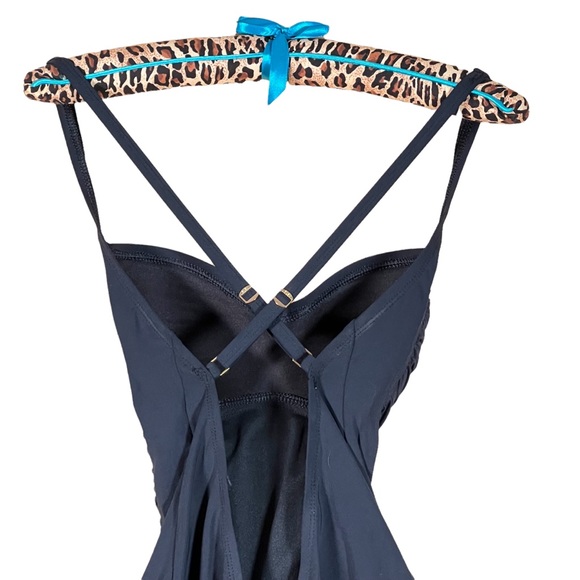 Bleu Rod Beattie One Piece Black Swimsuit with Ruching & Gold Tone Accen… - Picture 4 of 13